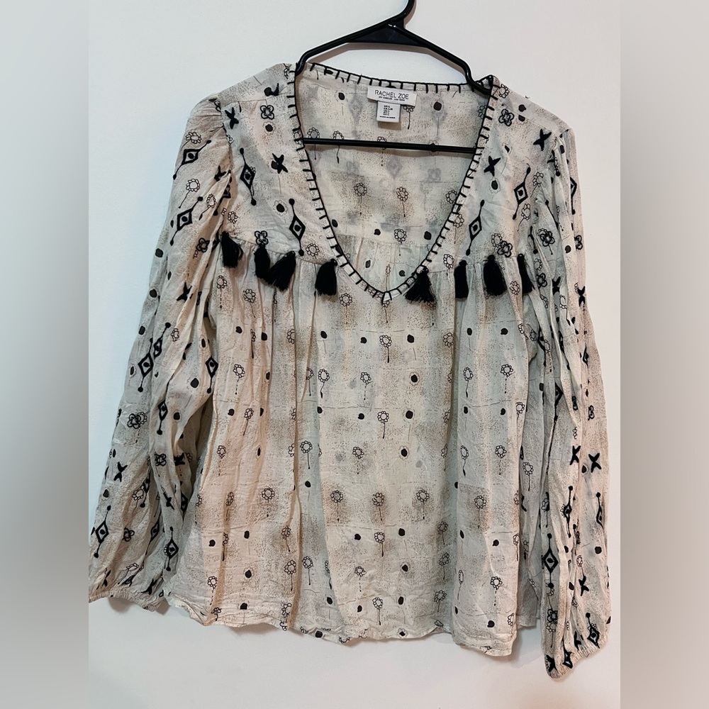 Rachel Zoe Tops | ballon sleeve tassels embroidered details